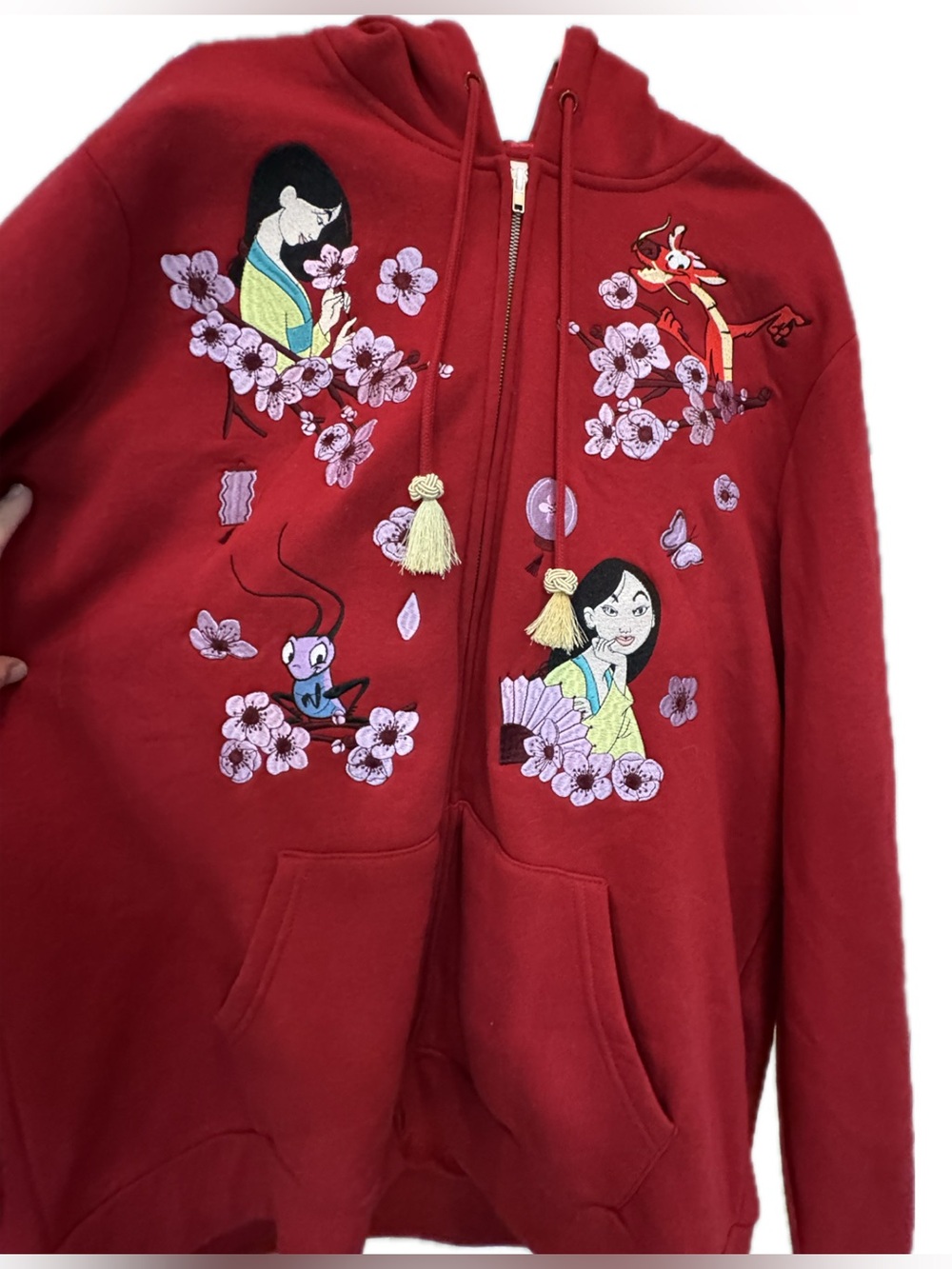 Disney Mulan BoxLunch Embroidered Zip Hoodie Chinese Tassels 2X NWOT